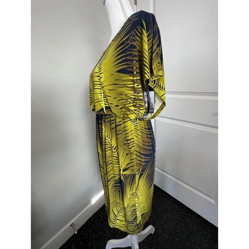 Valerie Bertinelli Womens Palm Leaf Print Dress NWT Size 6 Yellow & Black Polyes - Picture 5 of 16